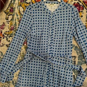 Boden Blue and White Patterned Top